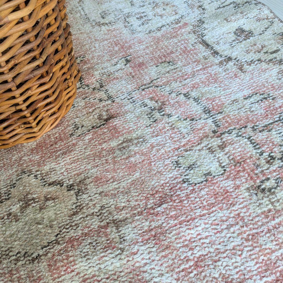 101×218 かすれた赤のトルコヴィンテージラグ