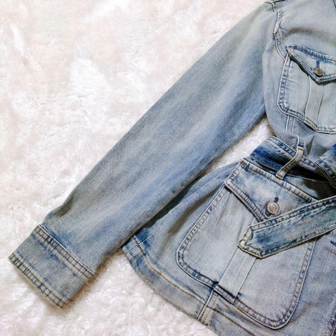 ローレンラルフローレン　デニムジャケット　ベルト　シルバーボタン　ロゴ　S〜M