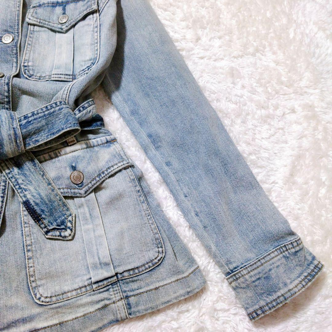 ローレンラルフローレン　デニムジャケット　ベルト　シルバーボタン　ロゴ　S〜M