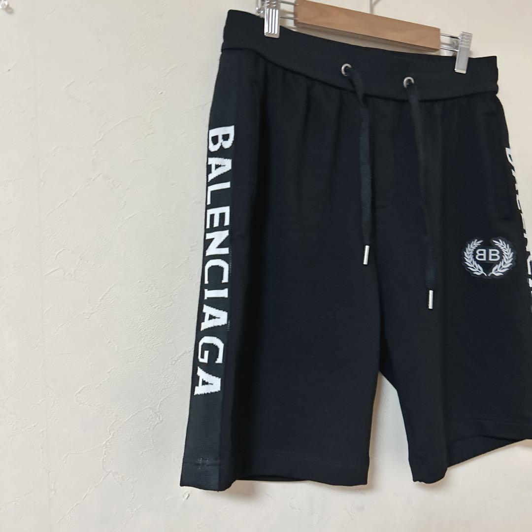 BALENCIAGA バレンシアガ BBロゴ スウェットショートパンツ L 黒