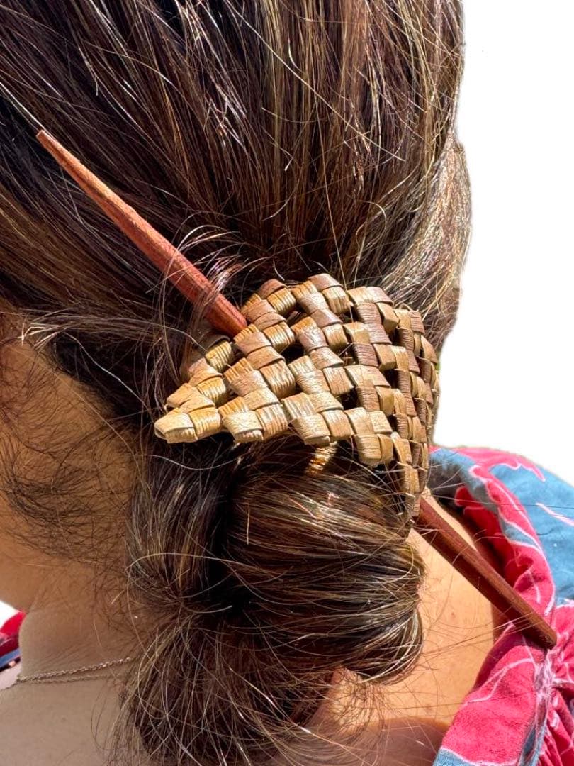 数量限定 Lauhala Koa ラウハラ コアウッド ヘアピック ハワイ フラ