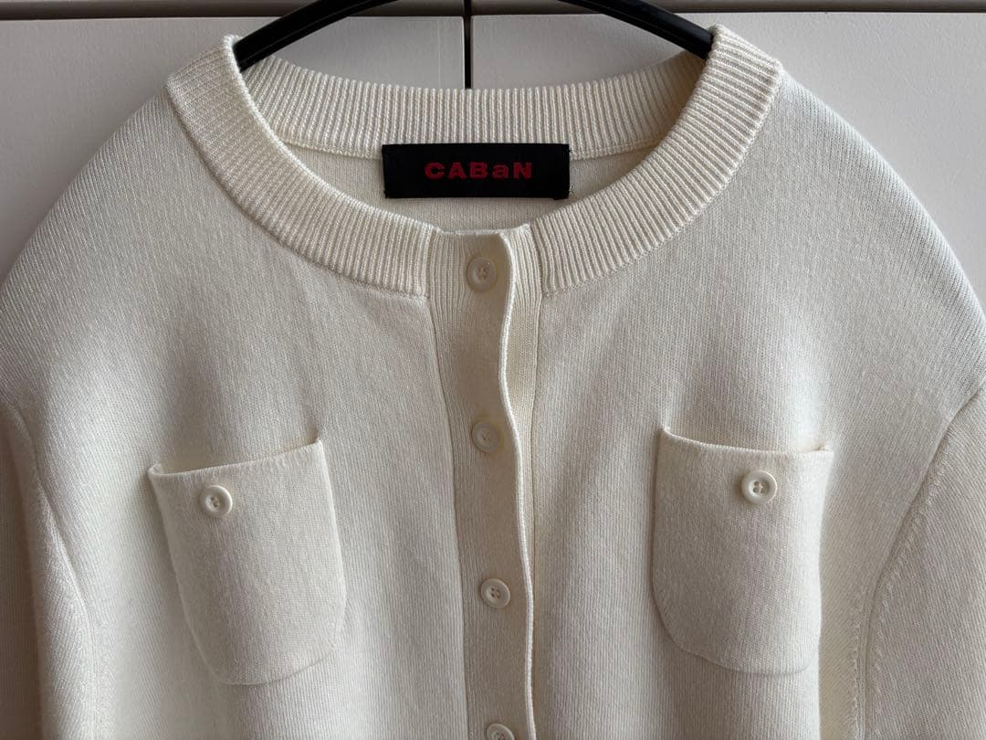 【未使用】CABaN コットンカシミヤ カーディガン/ホワイト XS
