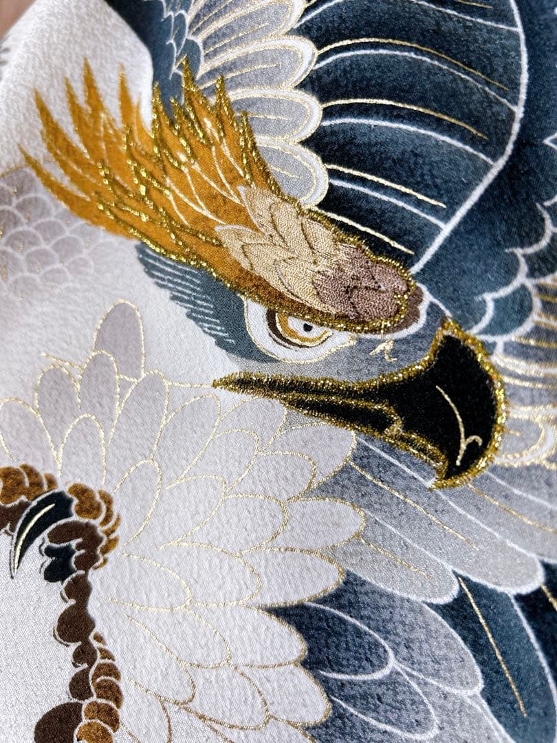 豪華逸品♡産着　掛け着　熨斗目　男の子　お宮参り　鷹　白系