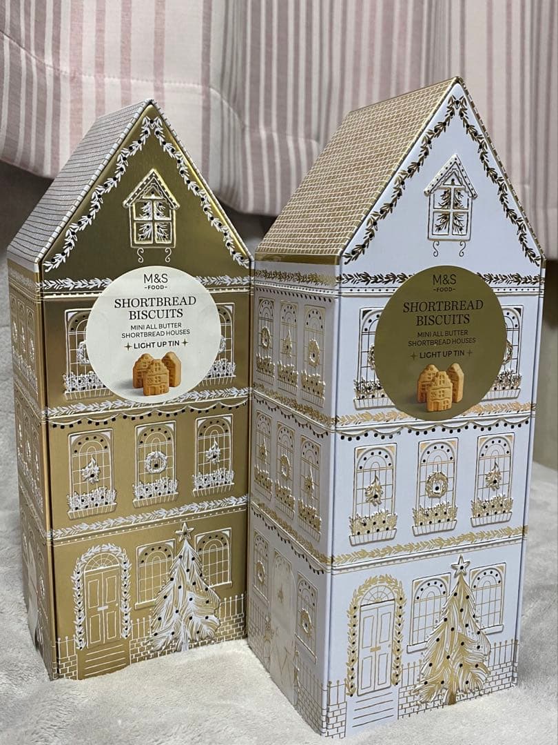 M&S ショートブレッド ライトアップ ハウス缶 2個セット　クリスマス限定