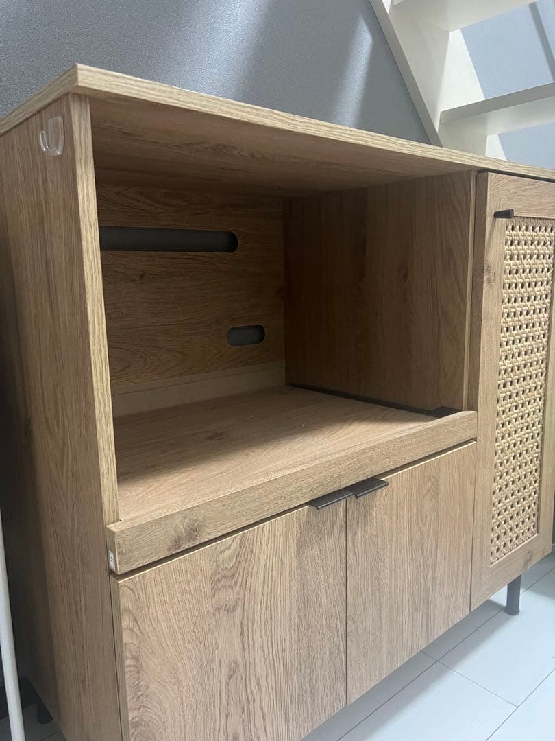 ナチュラルウッド キッチン収納キャビネット