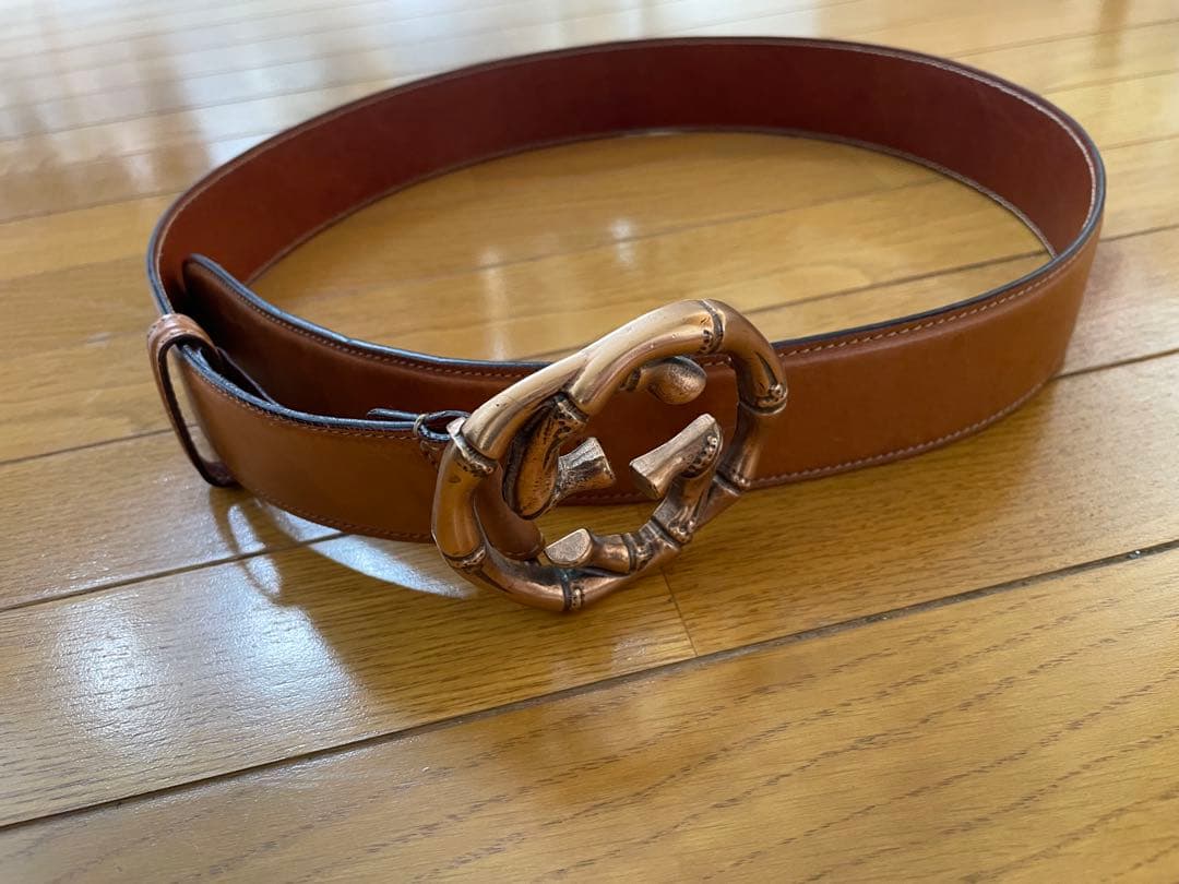GUCCI バンブー風バックル レザーベルト