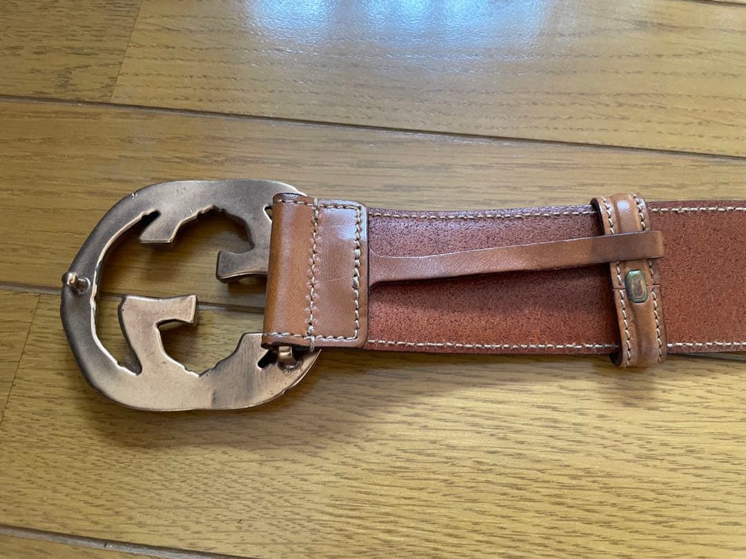 GUCCI バンブー風バックル レザーベルト