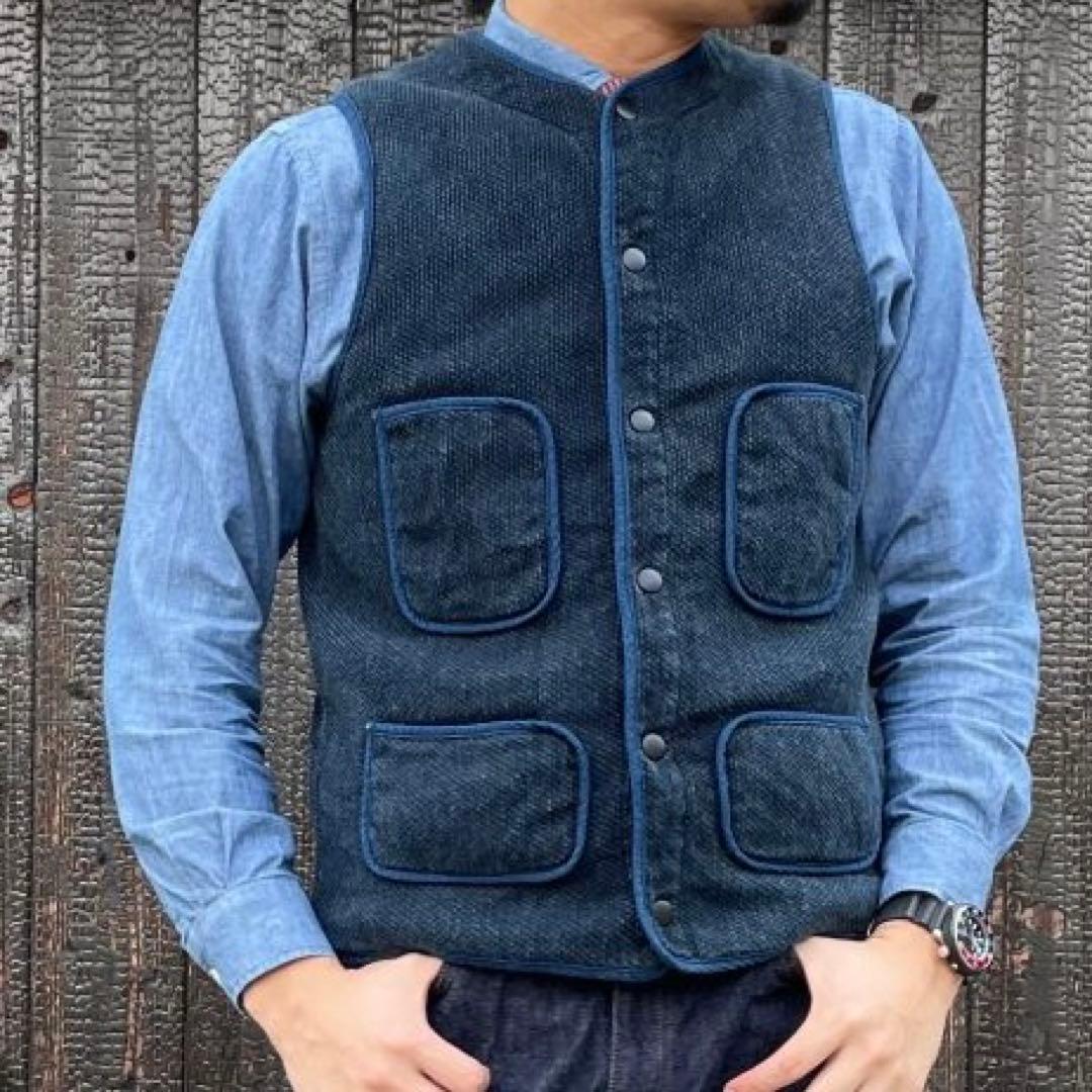 【超希少】ジャパンブルージーンズ 刺子パディングベスト XL 日本製 インディゴ