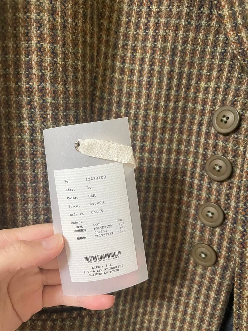 【お値下げ】todayful Wool100% Check Jacket