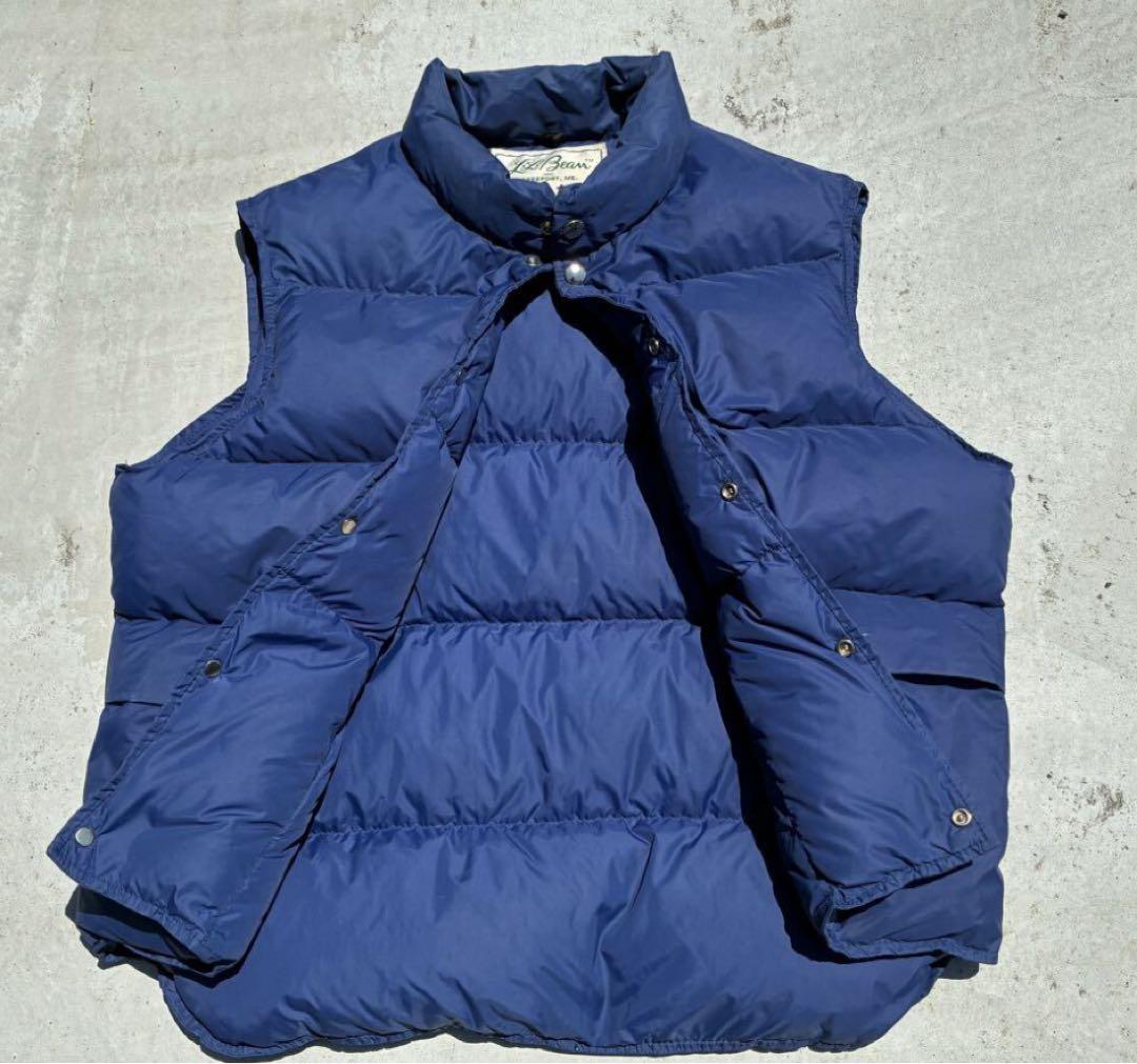 希少 60〜70's LL Bean 筆記体 ダウンベスト ブルー L