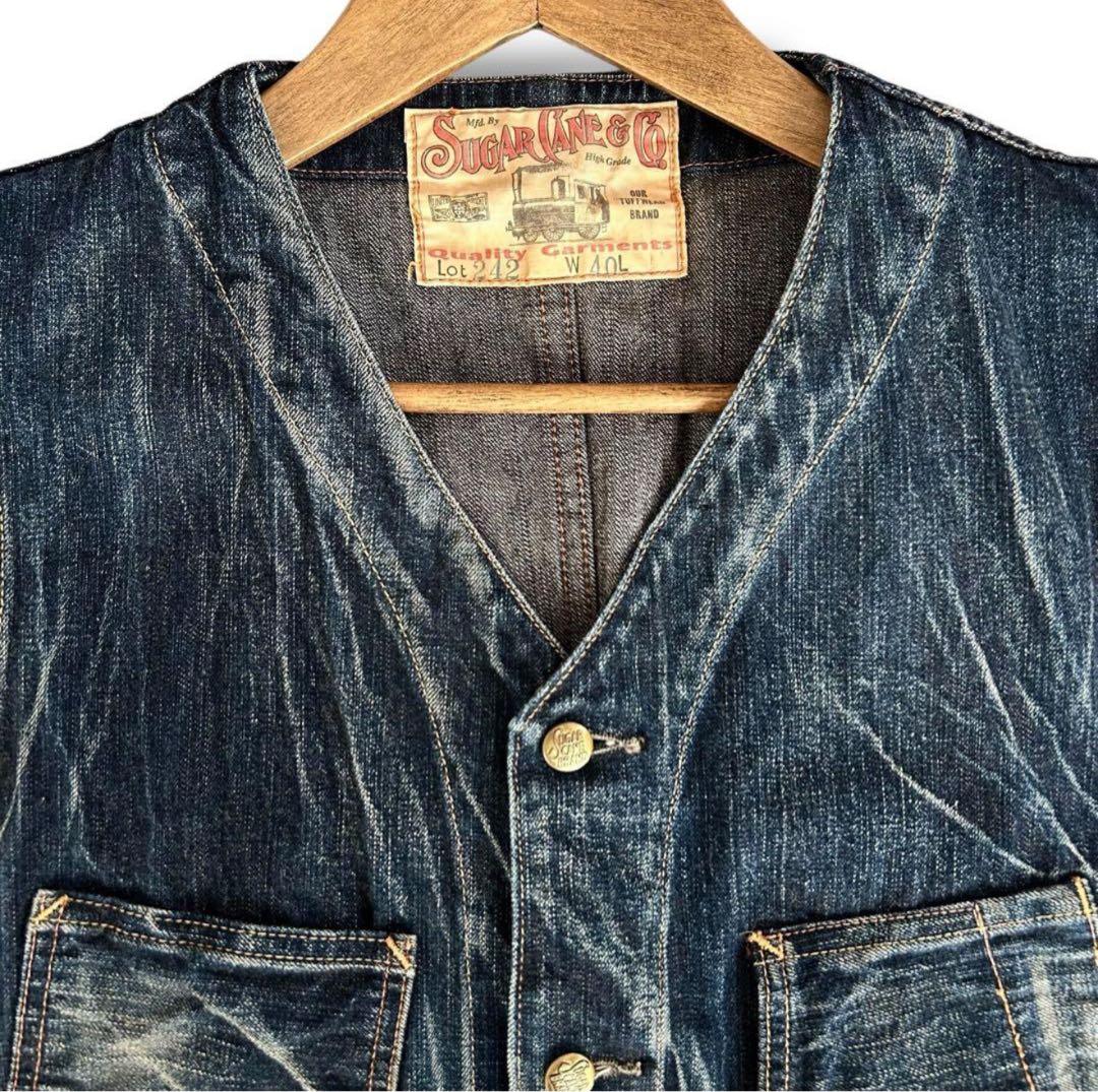 シュガーケーン　デニム　ベスト　ジレ　レイルウェイズ　40