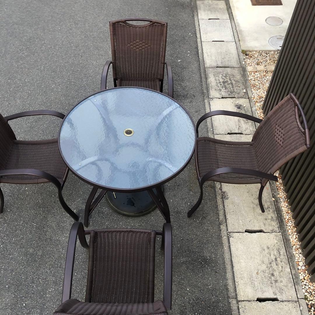 本日限定お値引中‼️ガーデンテーブルセット パラソル付きガーデニングテーブルセット