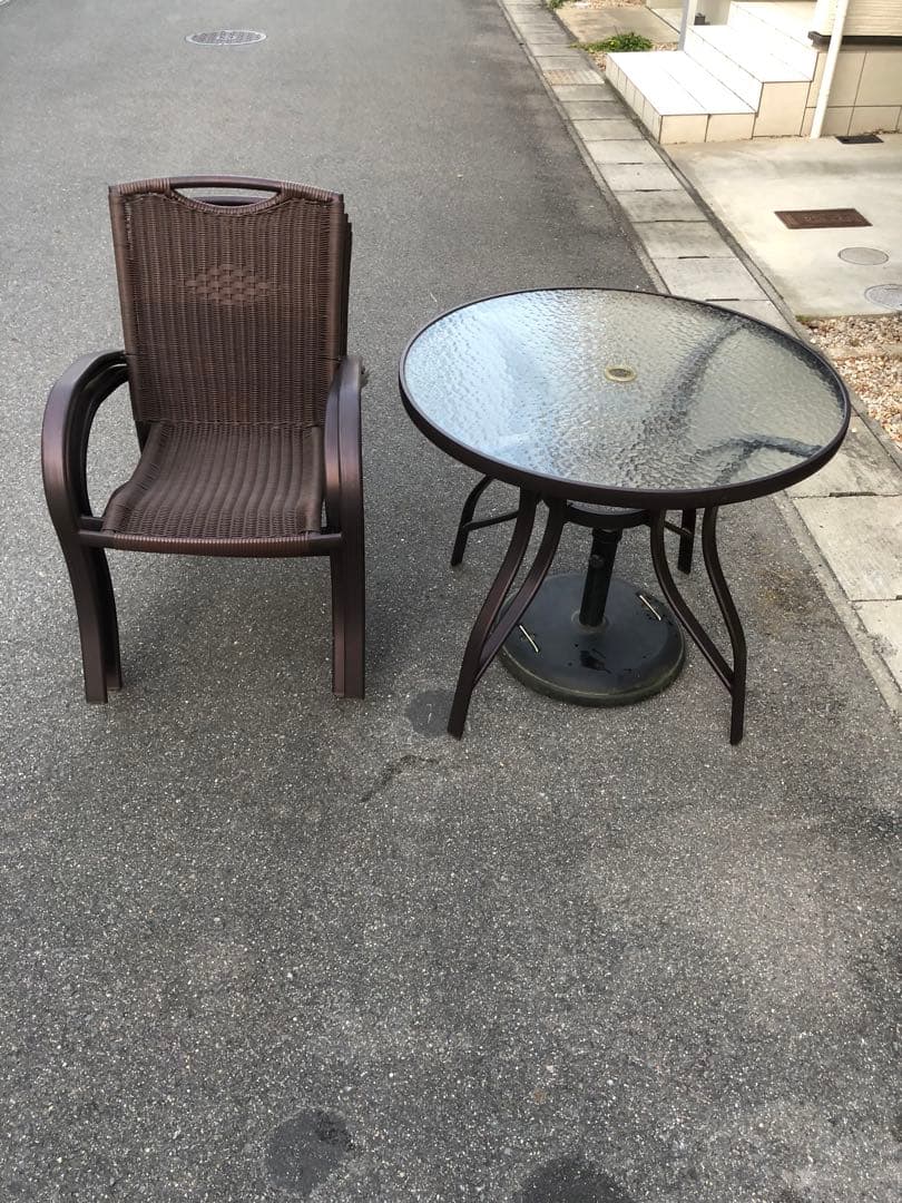 本日限定お値引中‼️ガーデンテーブルセット パラソル付きガーデニングテーブルセット