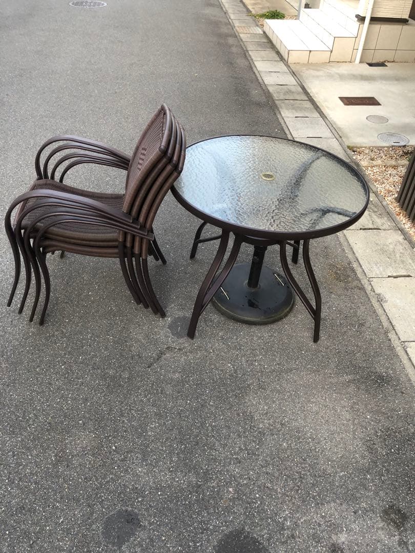 本日限定お値引中‼️ガーデンテーブルセット パラソル付きガーデニングテーブルセット