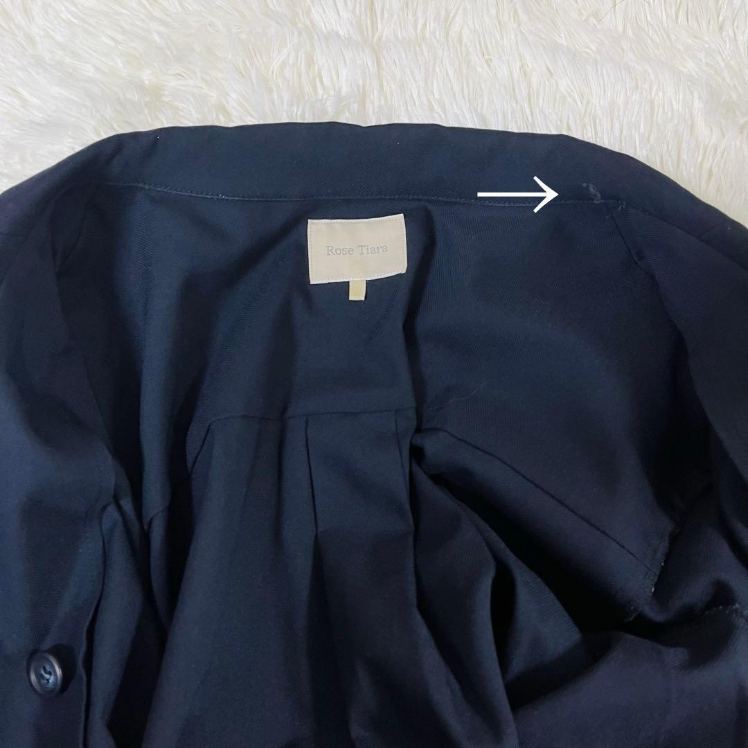 ローズティアラ レース プリーツ切替 ベルト トレンチ風 ロングワンピース 42