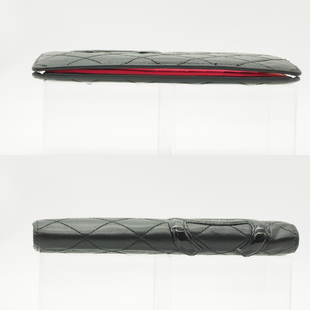 【美品】CHANEL シャネル カンボンライン 長財布 黒×ピンク