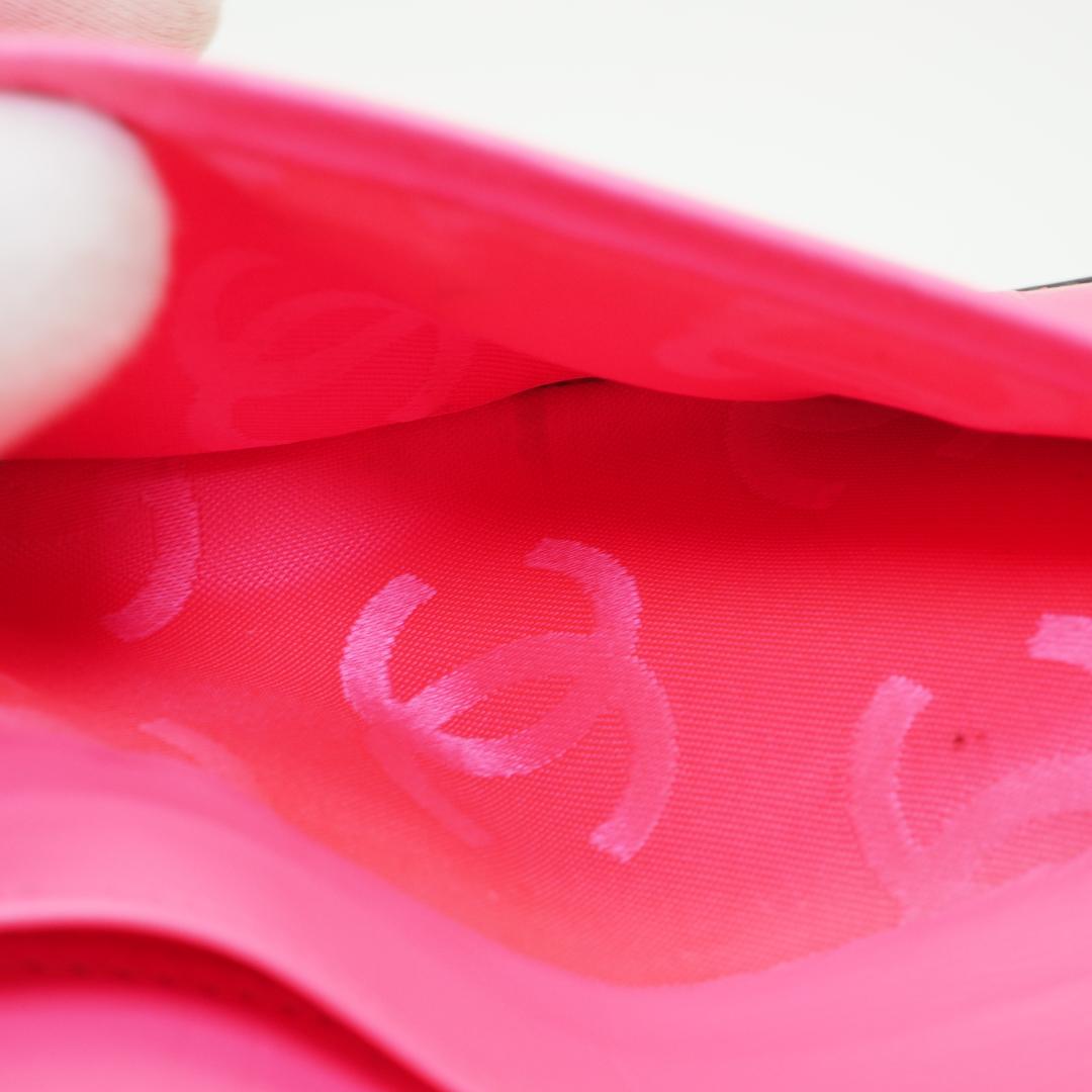 【美品】CHANEL シャネル カンボンライン 長財布 黒×ピンク