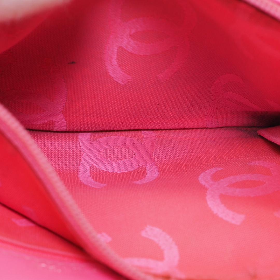 【美品】CHANEL シャネル カンボンライン 長財布 黒×ピンク