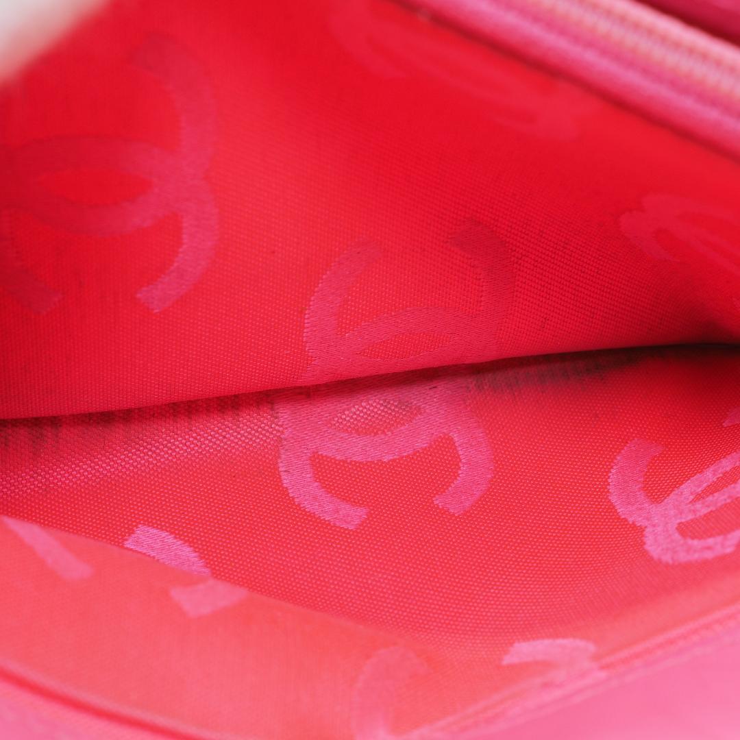 【美品】CHANEL シャネル カンボンライン 長財布 黒×ピンク