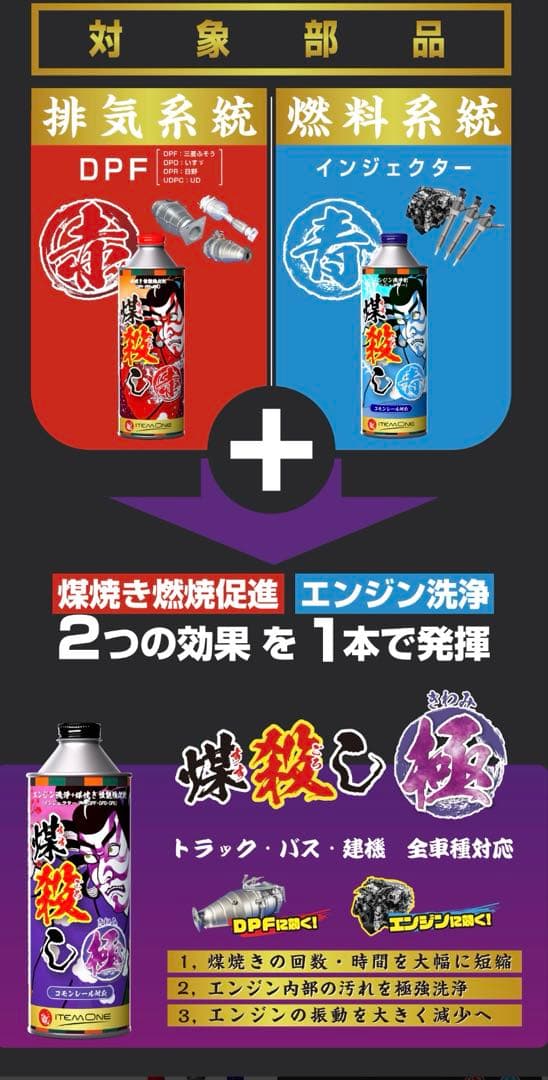 煤殺し　極　500ml DPFクリーナー　ディーゼル燃料添加剤
