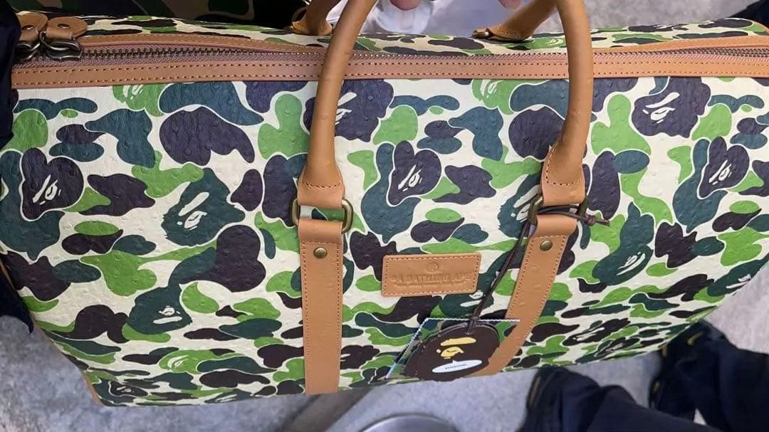 バッグ Bape ABC CAMO PU OSTRICH BOSTON BAG