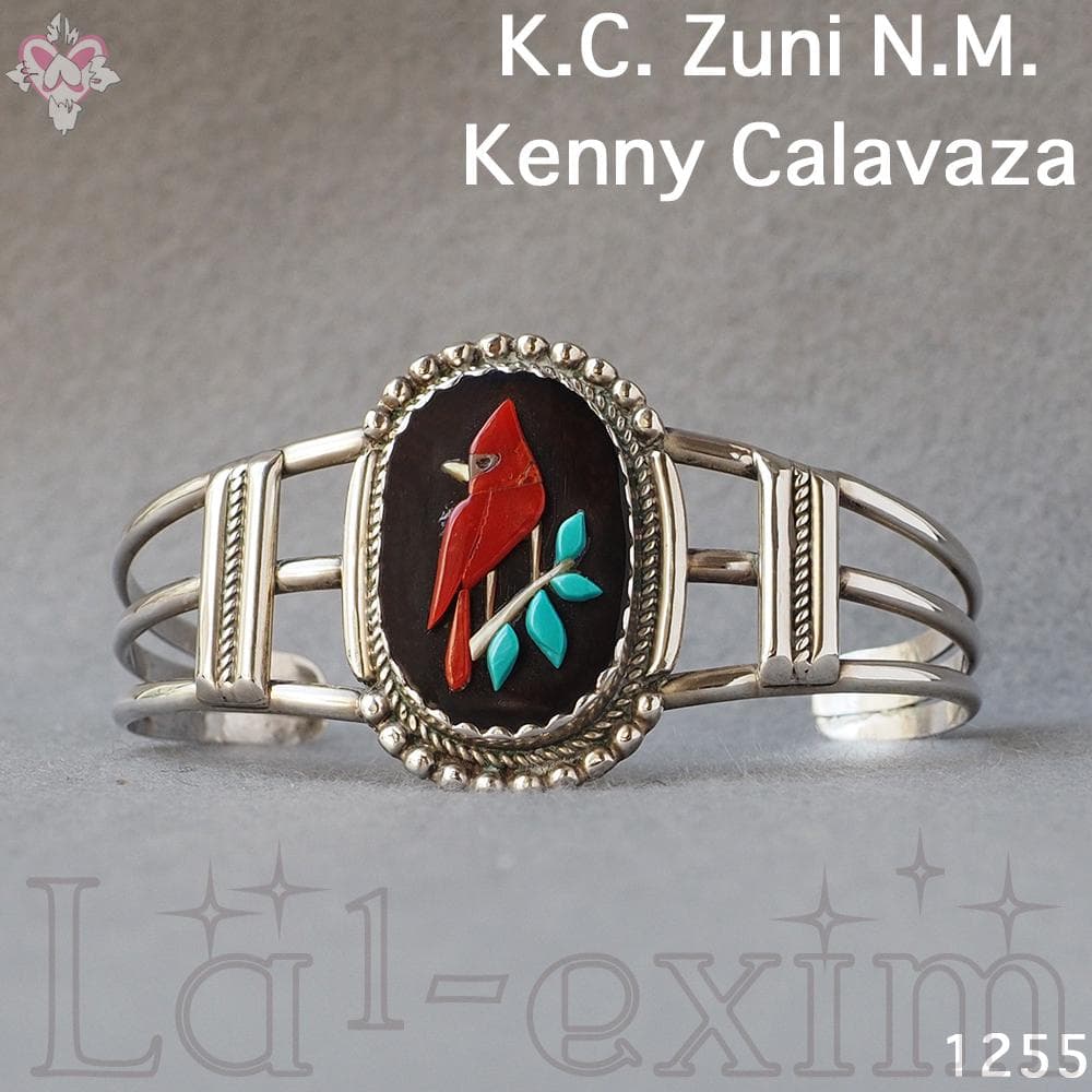 ターコイズ シルバー インディアンジュエリー インレイ ラッキー レッド バード