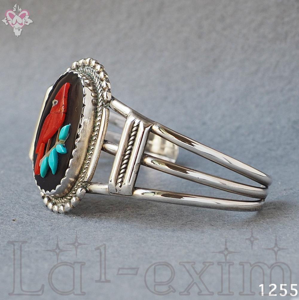 ターコイズ シルバー インディアンジュエリー インレイ ラッキー レッド バード