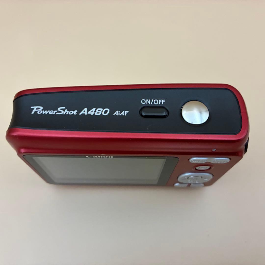 ★極美品★ Canon PowerShot A480 レッド 単3電池 コンデジ