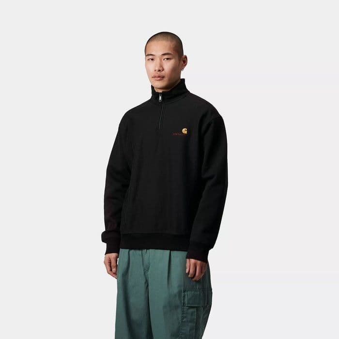 カーハート　Ｌ　ハーフジップ　アメリカン　スクリプト　スウェットシャツ　黒