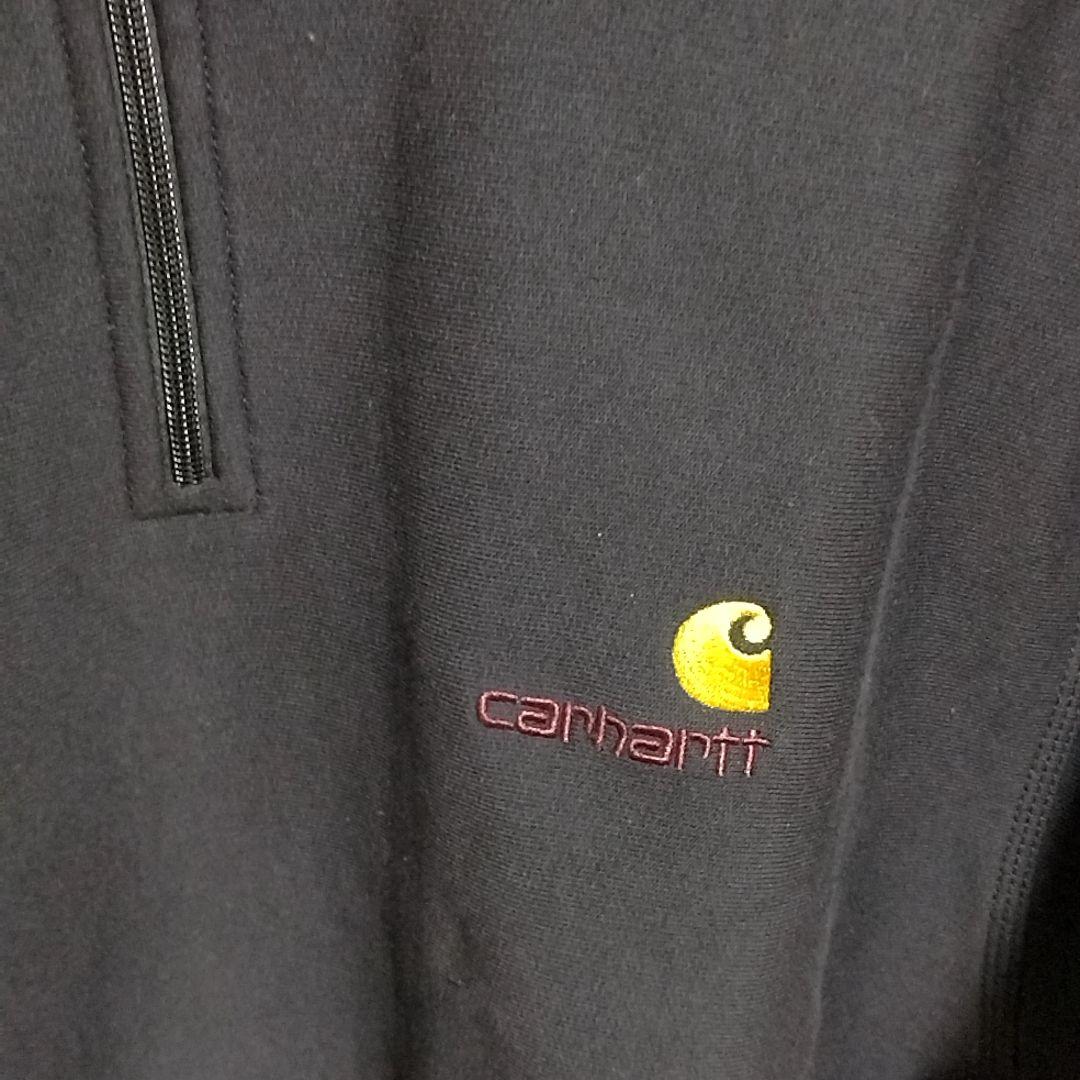 カーハート　Ｌ　ハーフジップ　アメリカン　スクリプト　スウェットシャツ　黒