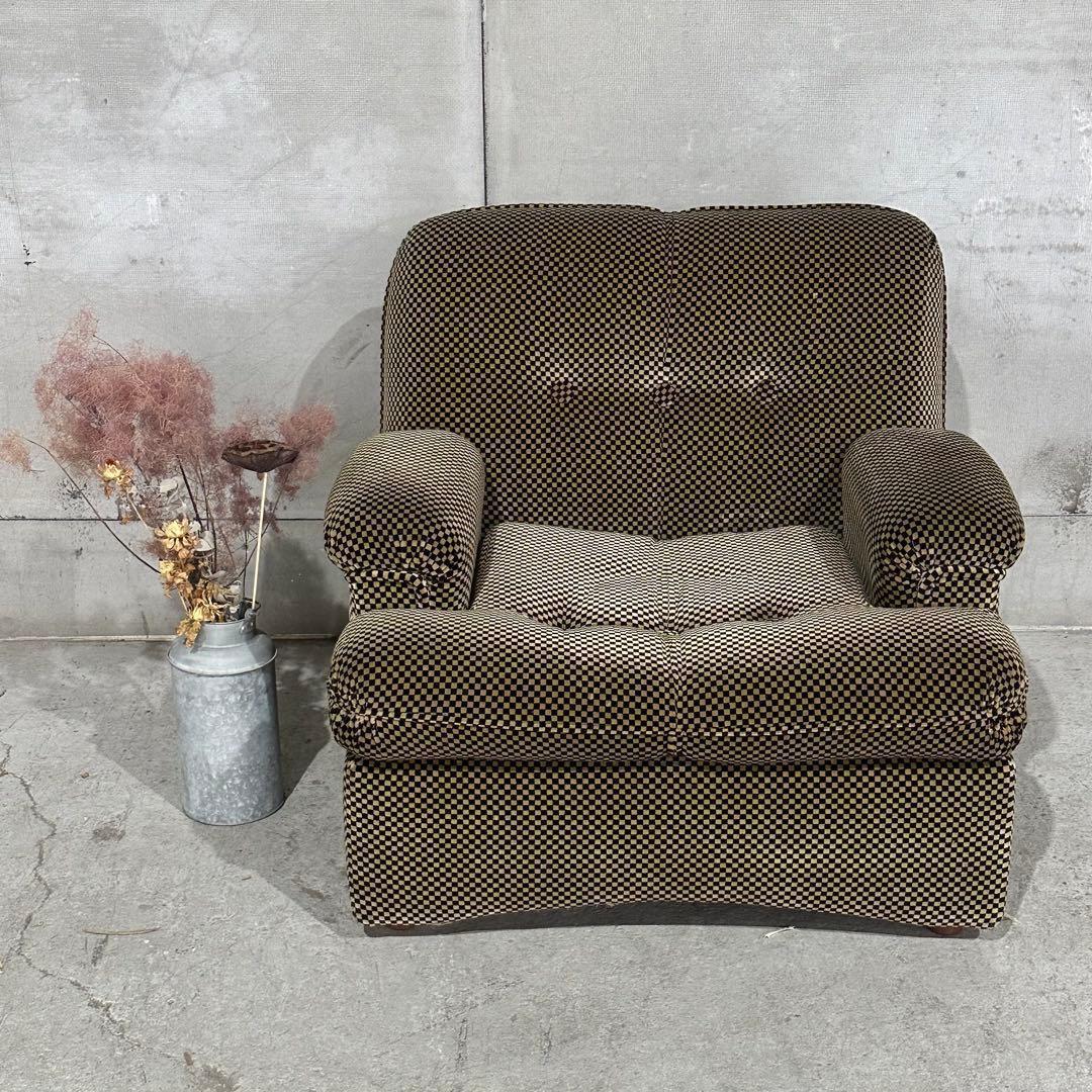 テ*ン様 ✦70’s✦昭和レトロ 千鳥格子 1人掛けソファ｜昭和レトロ ミッドセ