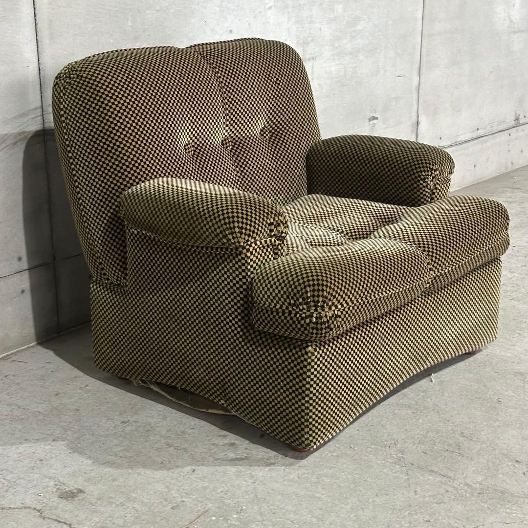 テ*ン様 ✦70’s✦昭和レトロ 千鳥格子 1人掛けソファ｜昭和レトロ ミッドセ