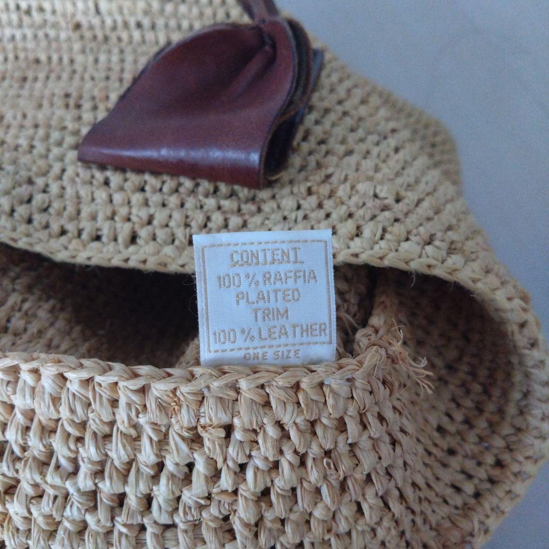 ヘレンカミンスキー　ラフィアトートバッグ　レザーハンドル ベージュレディース