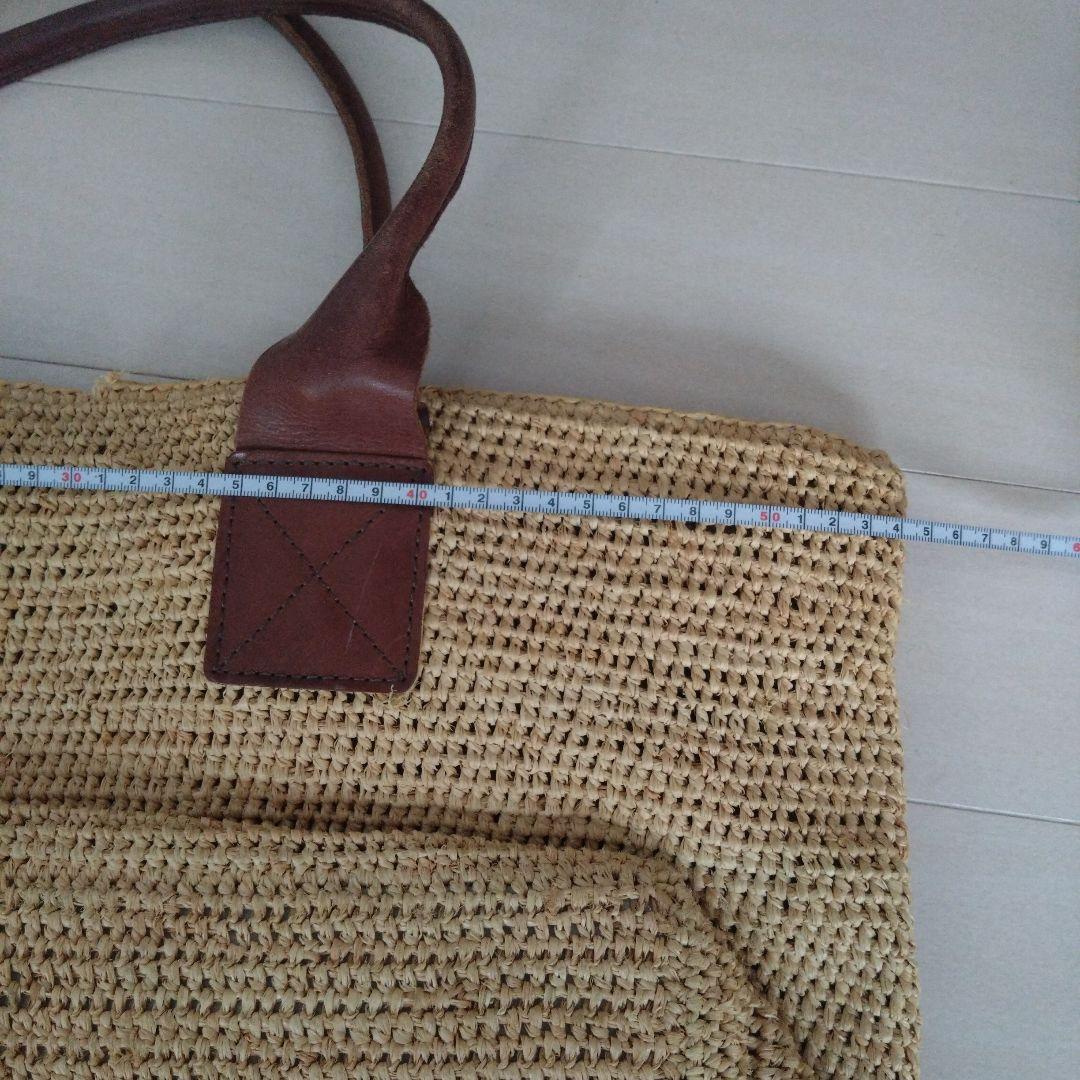 ヘレンカミンスキー　ラフィアトートバッグ　レザーハンドル ベージュレディース