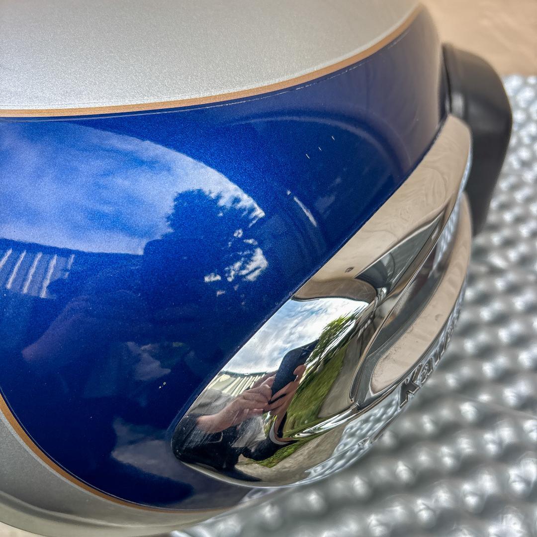 カワサキ W650タンク ギャラクシーシルバー×ルミナスポラリスブルー美品