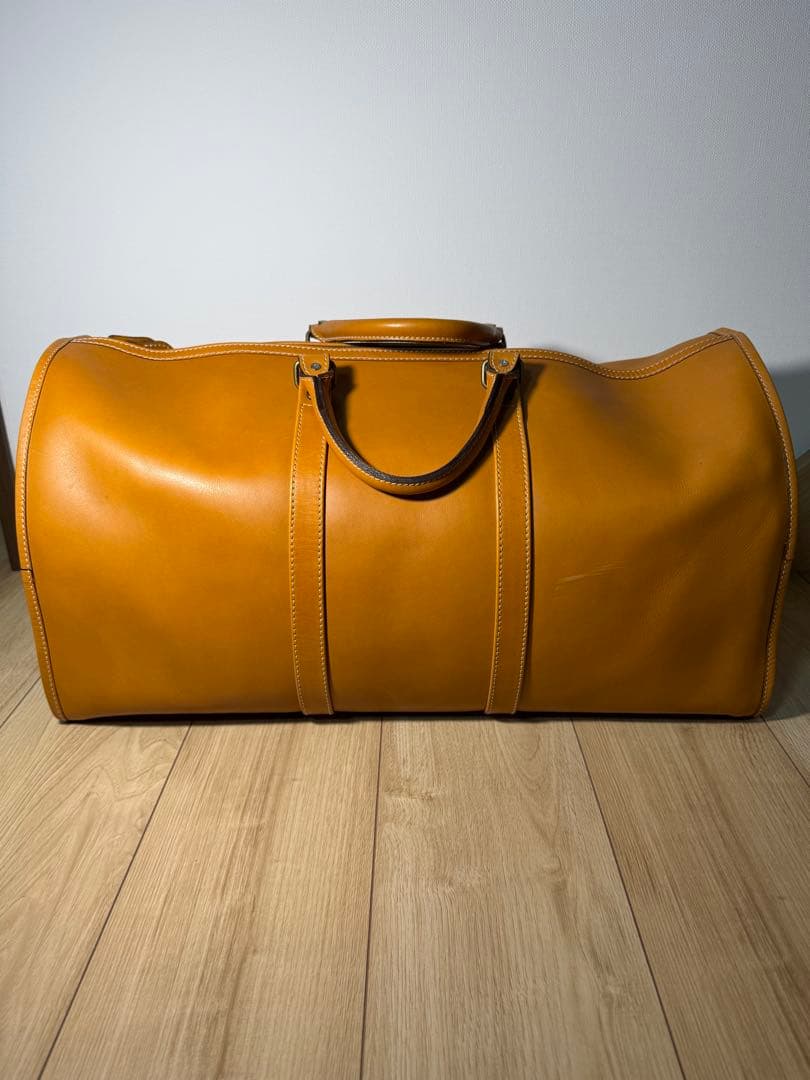 HEDGEレザー ボストンバッグ オレンジ