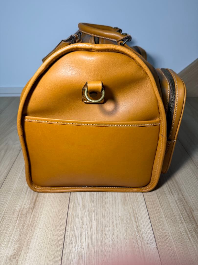 HEDGEレザー ボストンバッグ オレンジ