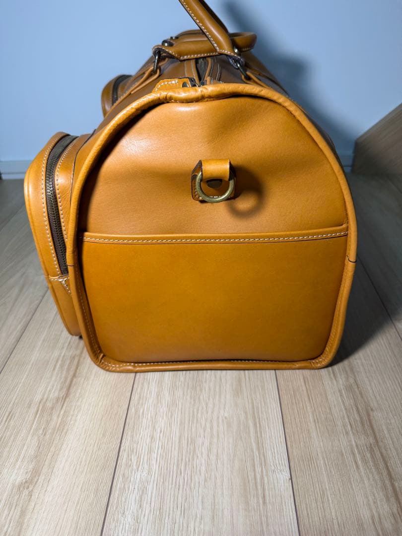 HEDGEレザー ボストンバッグ オレンジ