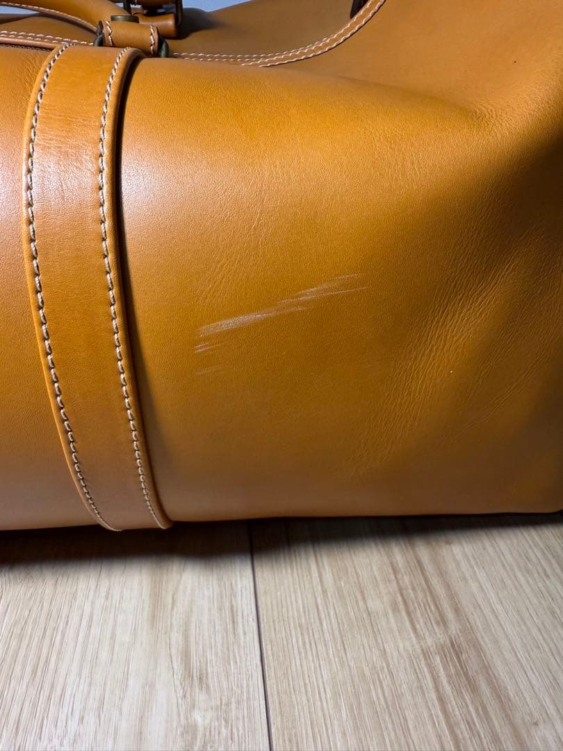 HEDGEレザー ボストンバッグ オレンジ