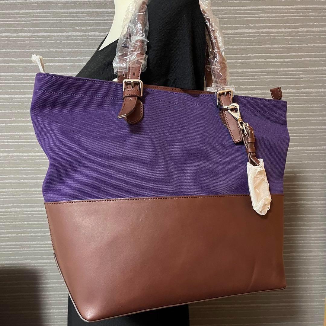 未使用　ラルフローレン　トートバッグ　肩がけ　RLチャーム　A4 大容量　レザー