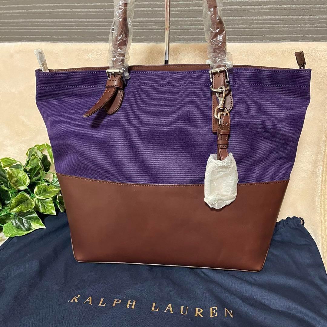未使用　ラルフローレン　トートバッグ　肩がけ　RLチャーム　A4 大容量　レザー