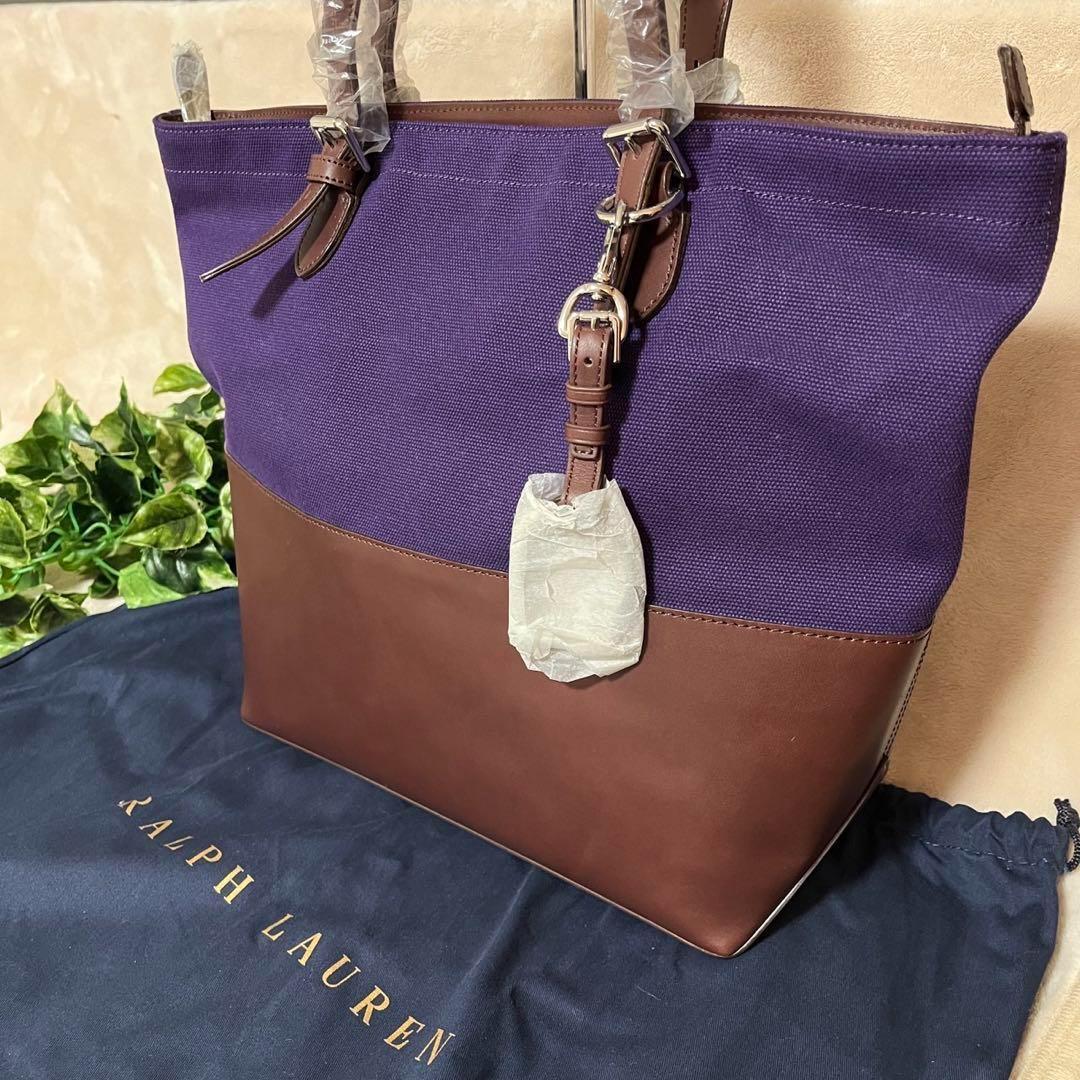 未使用　ラルフローレン　トートバッグ　肩がけ　RLチャーム　A4 大容量　レザー