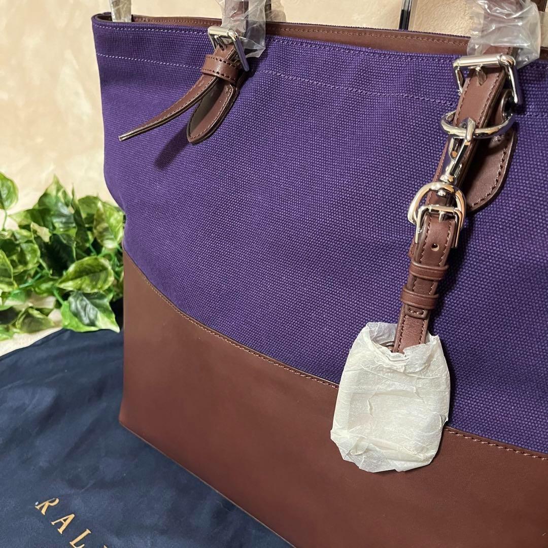 未使用　ラルフローレン　トートバッグ　肩がけ　RLチャーム　A4 大容量　レザー