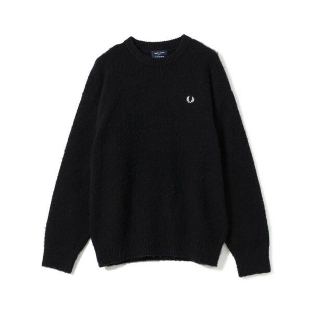 FRED PERRY BEAMS フラッフィ クルーネックニットブラック S