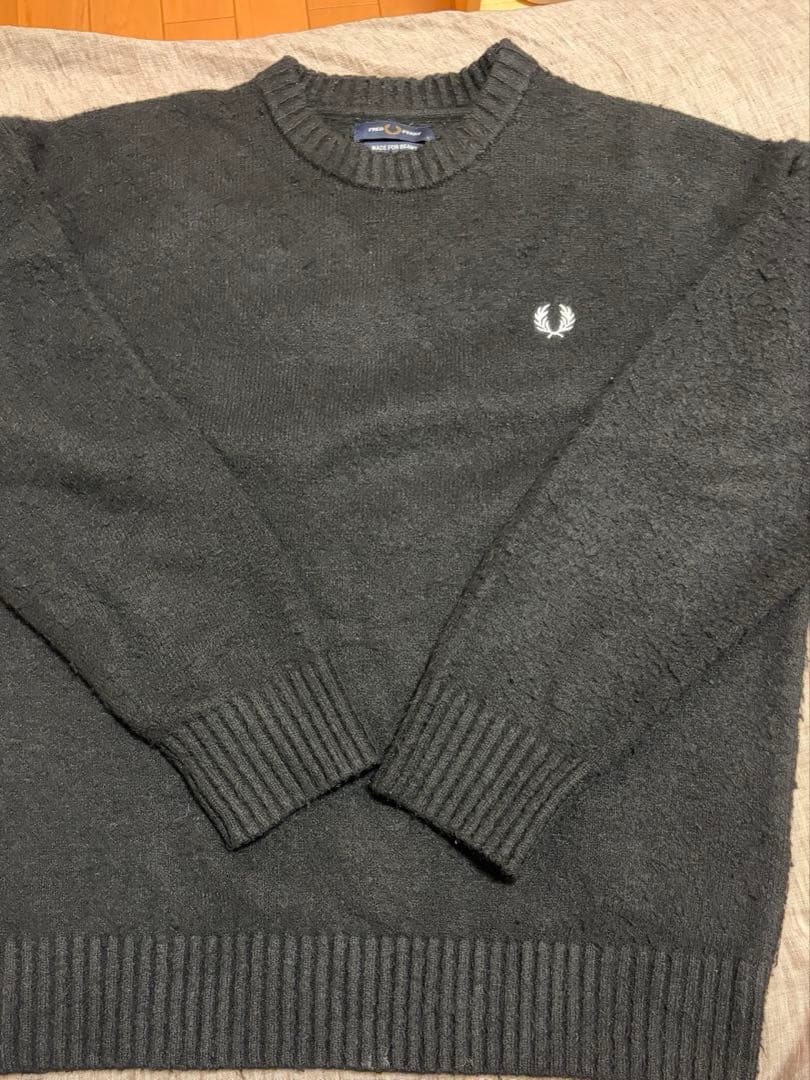 FRED PERRY BEAMS フラッフィ クルーネックニットブラック S