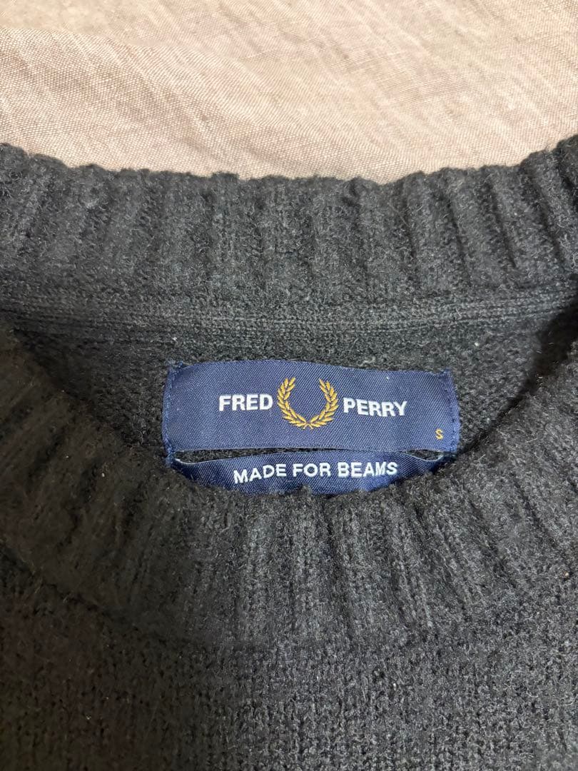 FRED PERRY BEAMS フラッフィ クルーネックニットブラック S