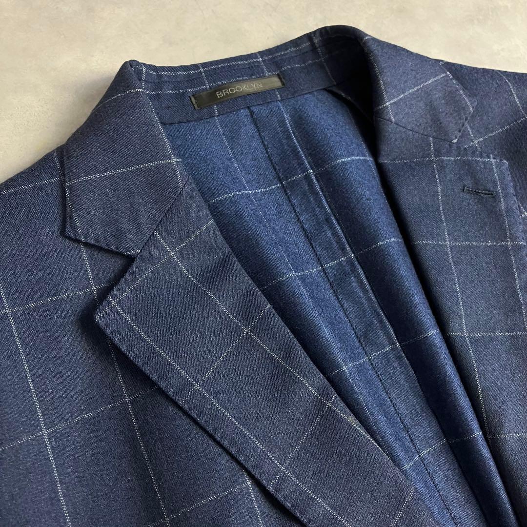 バーニーズニューヨーク テーラードジャケット 48 カノニコ生地 ウィンドウペン