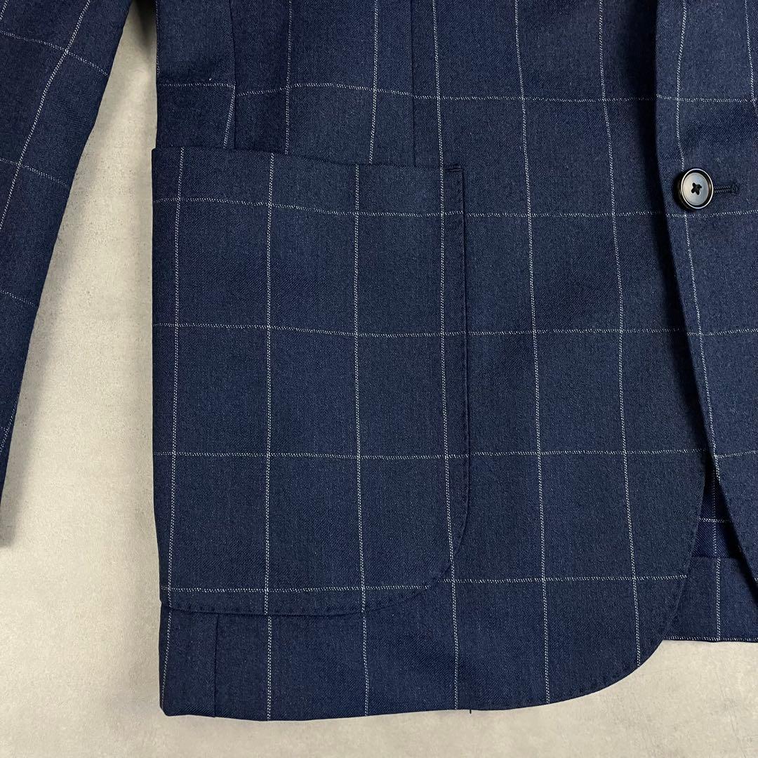 バーニーズニューヨーク テーラードジャケット 48 カノニコ生地 ウィンドウペン