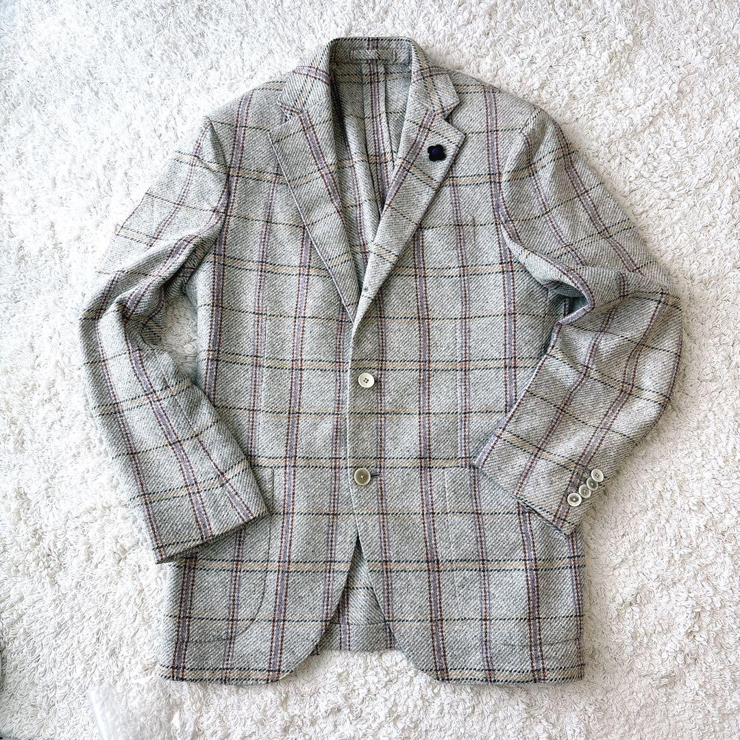 ロケット ラルディーニ　チェック柄 テーラードジャケット　シルク　M