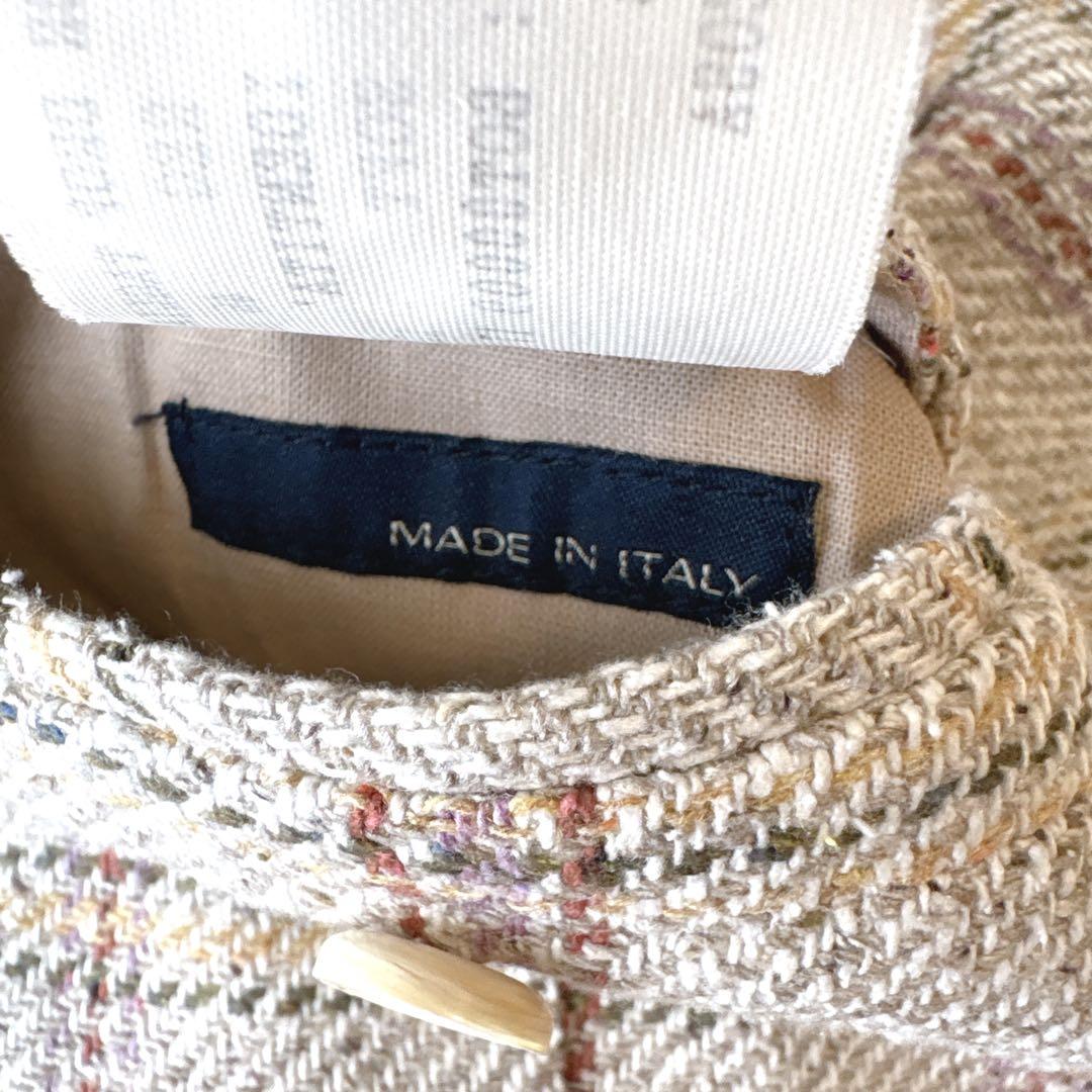 ロケット ラルディーニ　チェック柄 テーラードジャケット　シルク　M